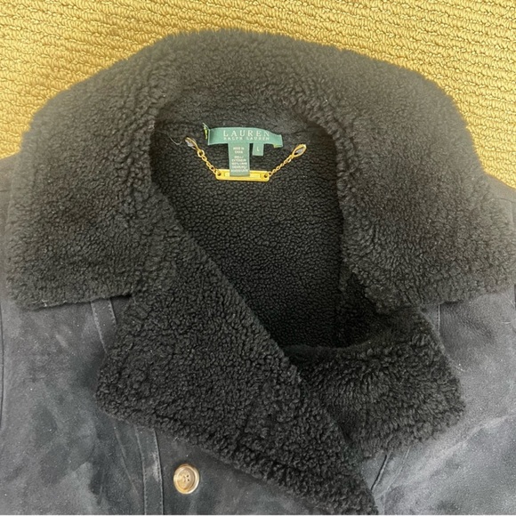 Ralph Lauren 100% Lamb Shearling Womens Black Coat Size Large - Picture 3 of 5